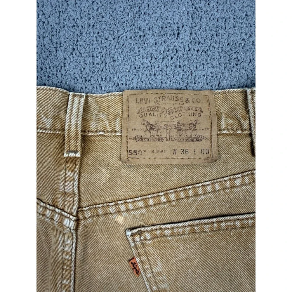 Vintage Levis Shorts Mens 36 Brown Orange Tab Relaxed Fit 550 Jorts Jean 90s USA